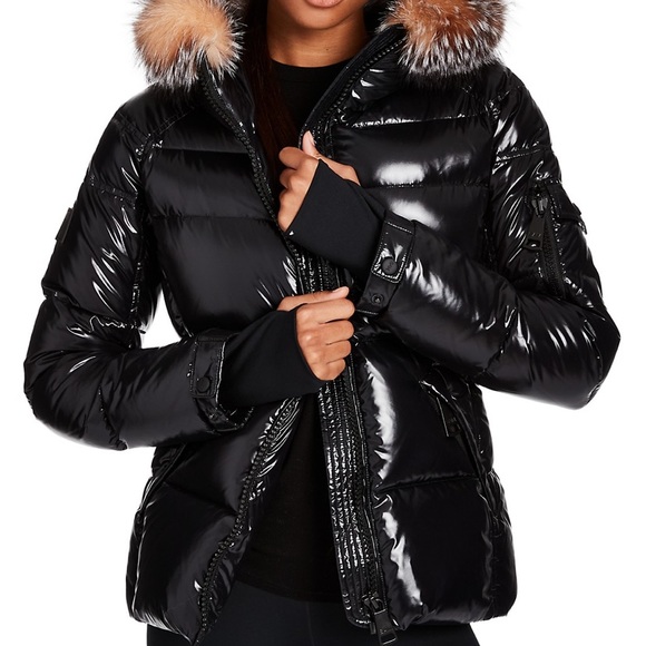 Sam. Blake Fur-Trim Puffer Down Jacket Jet - Picture 3 of 8